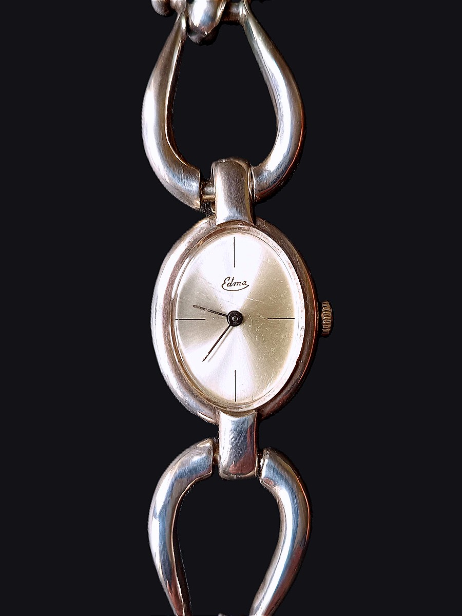 Montre de femme en argent massif, marque Edma-photo-2