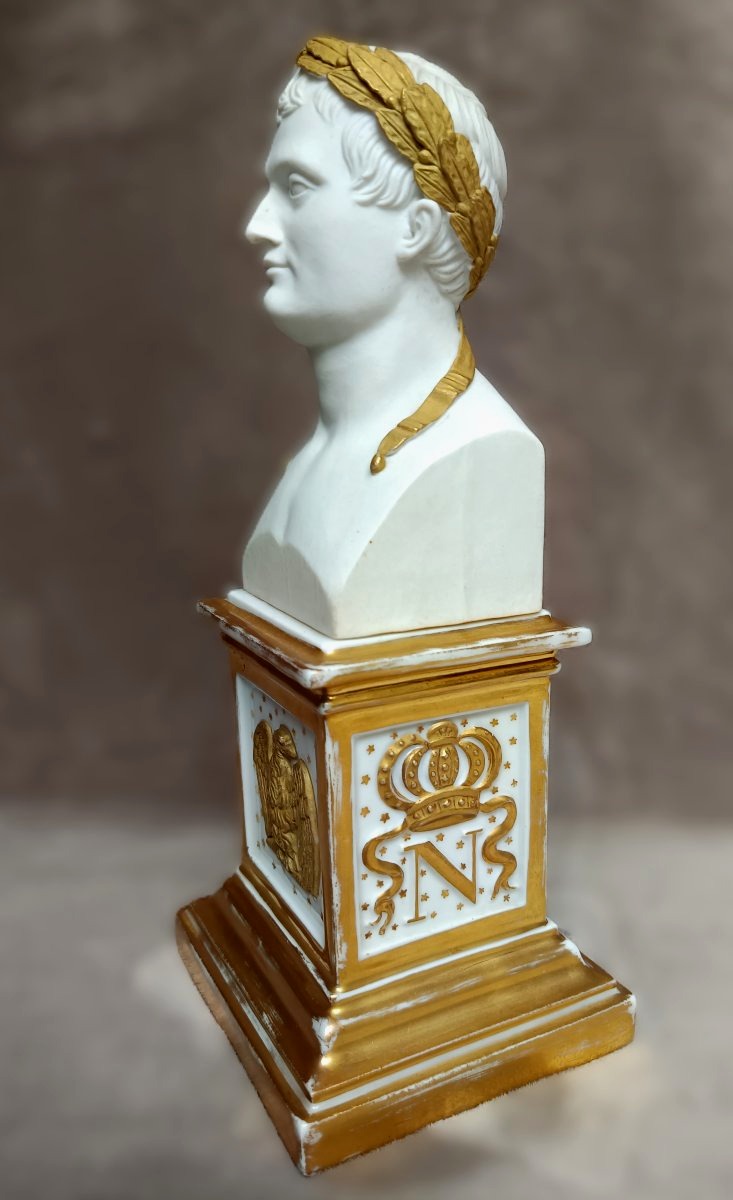 Bisque Bust Of Napoleon On A Porcelain Base-photo-3