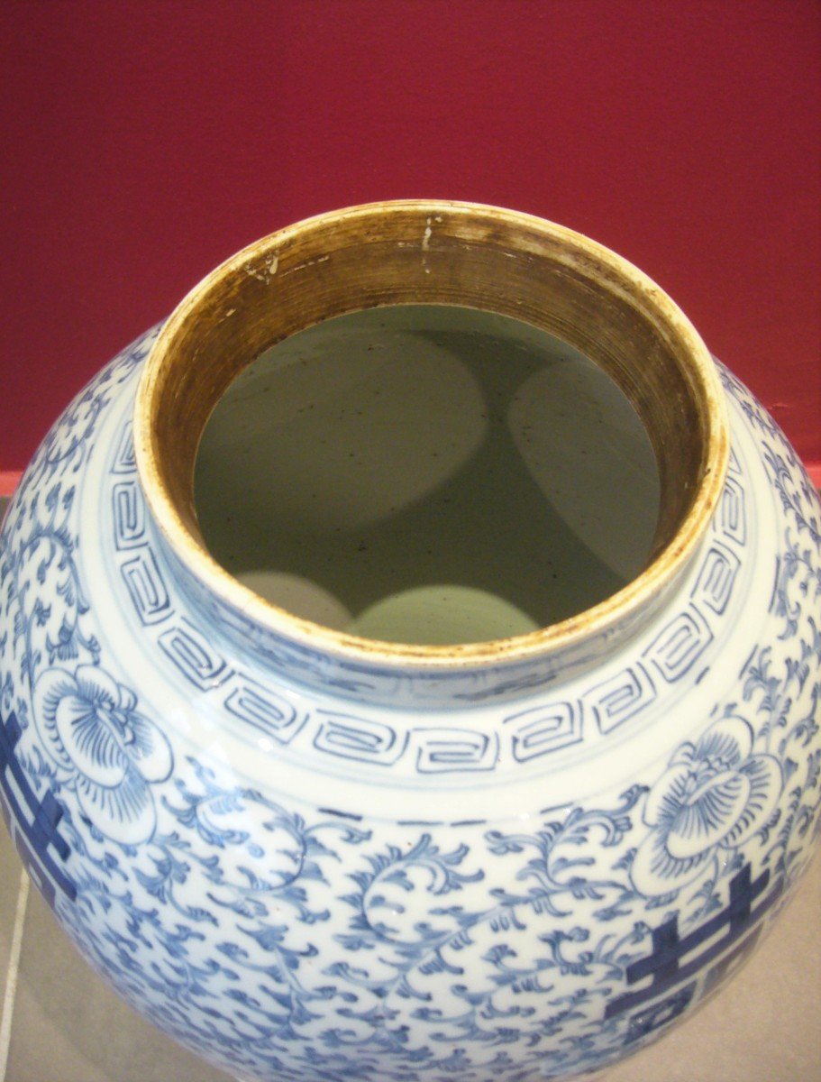 Potiche balustre en porcelaine blanc bleu - Chine-photo-3