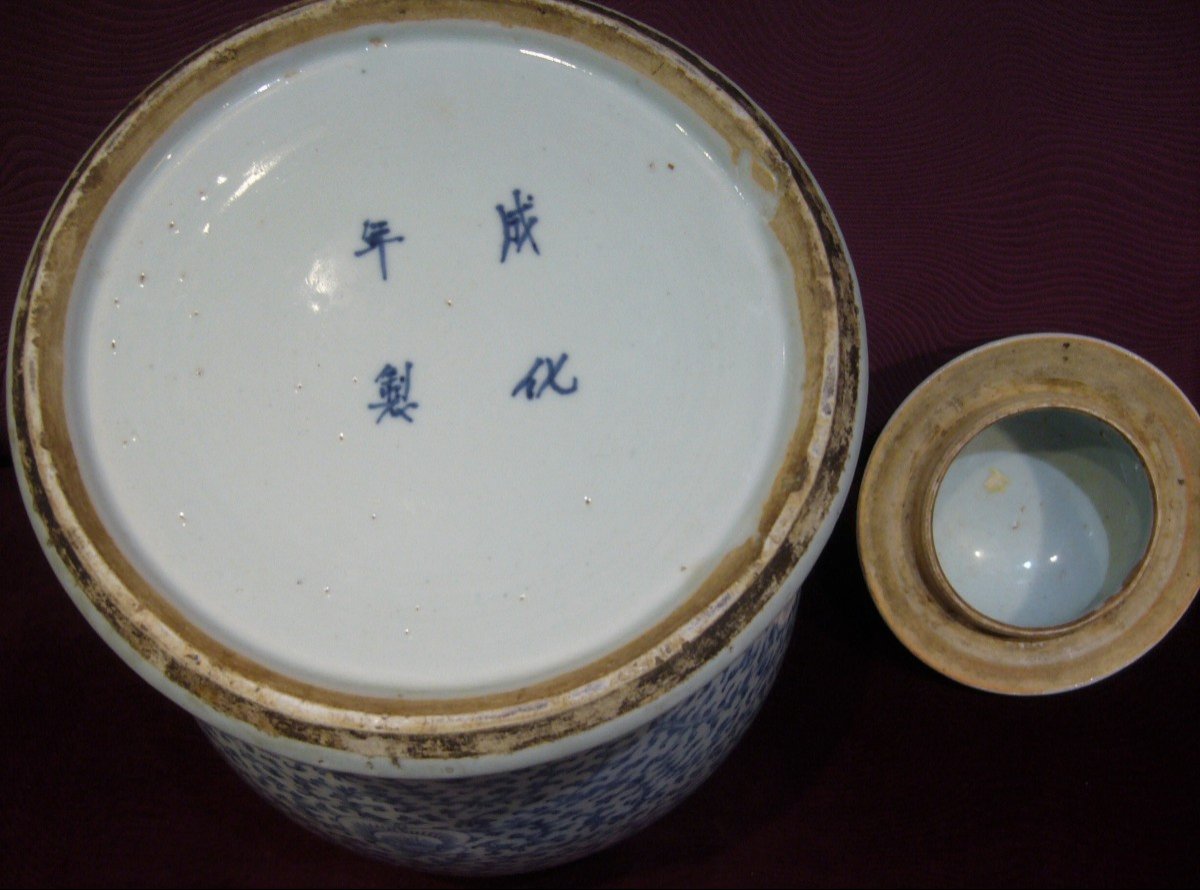 Potiche balustre en porcelaine blanc bleu - Chine-photo-4