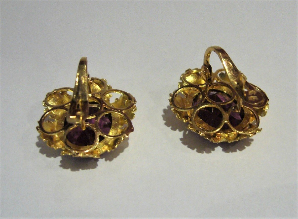 Paire de boucles d'oreilles or et améthystes-photo-3