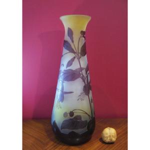 Gallé Vase Decorated With Fuchsias