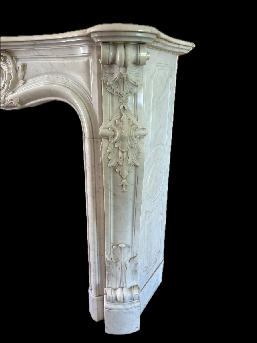 Cheminée ancienne en marbre de style Louis XV -photo-2