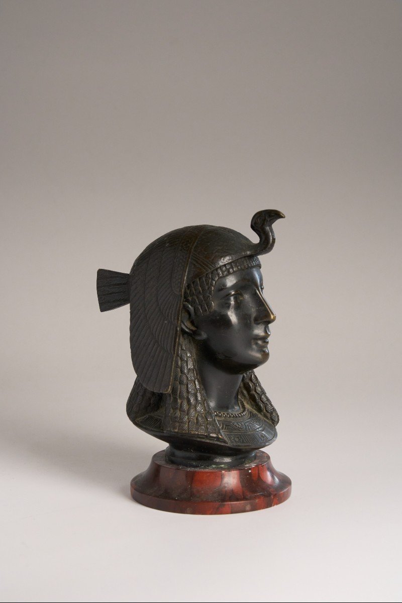  Egyptomania Bronze Inkwell - 19th Century-photo-2