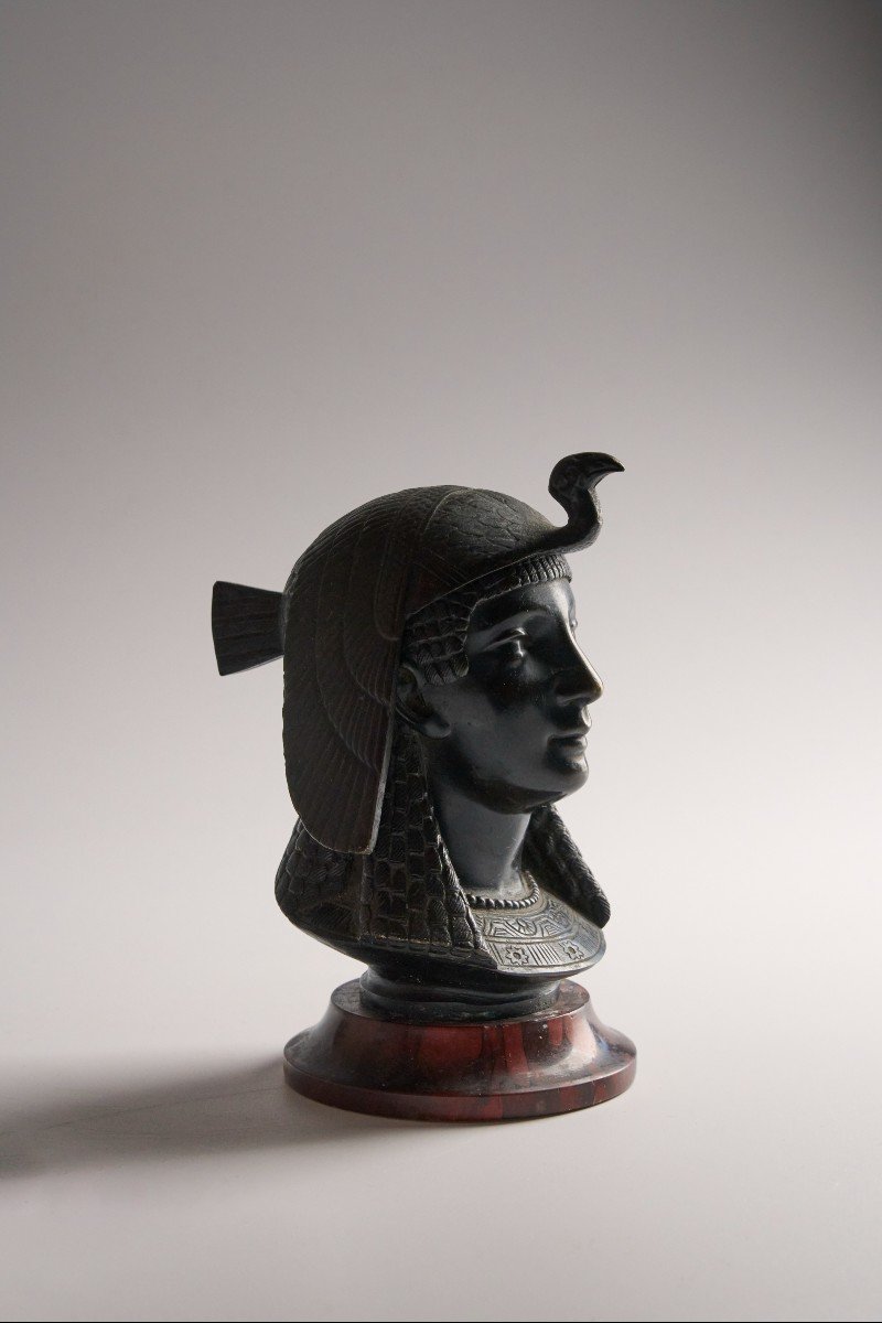  Egyptomania Bronze Inkwell - 19th Century-photo-3