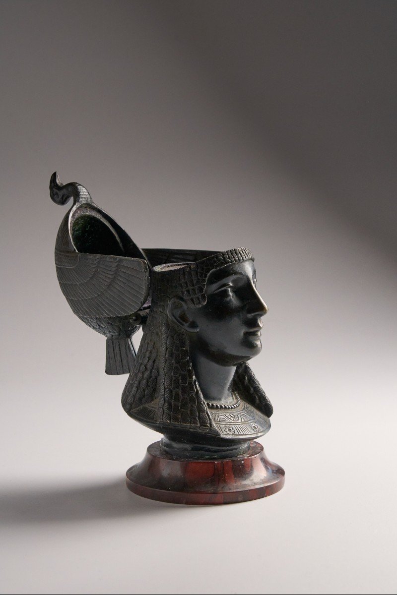  Egyptomania Bronze Inkwell - 19th Century-photo-2
