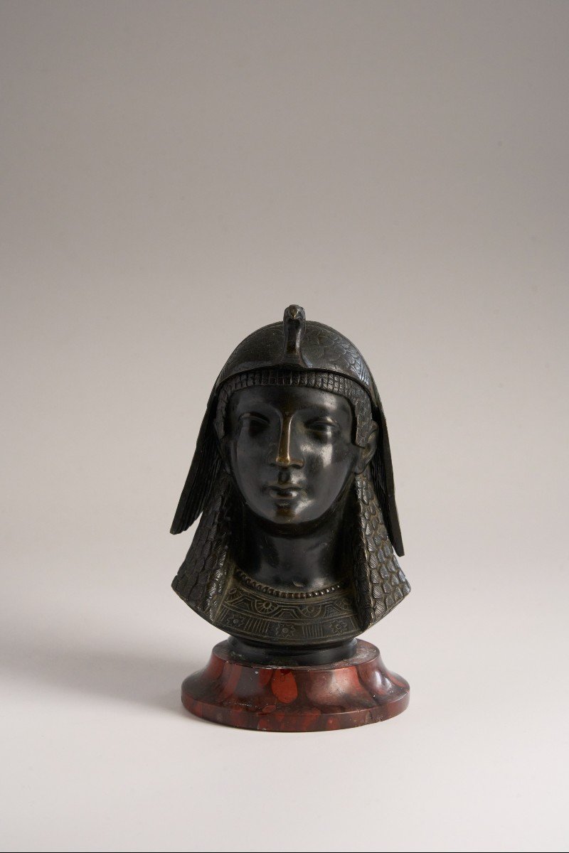  Egyptomania Bronze Inkwell - 19th Century
