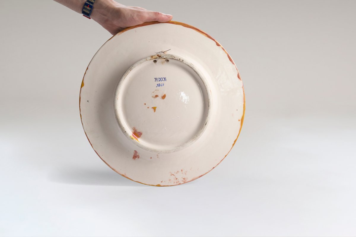 Theodore Deck & Eugène Gluck - Circular Glazed Earthenware Dish-photo-3