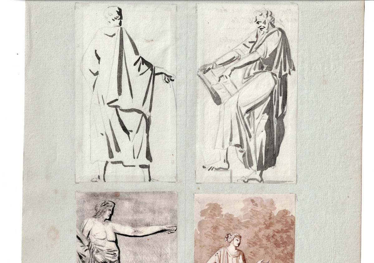 Pierre Fontaine - Quatre études d'après des statues du Vatican-photo-3