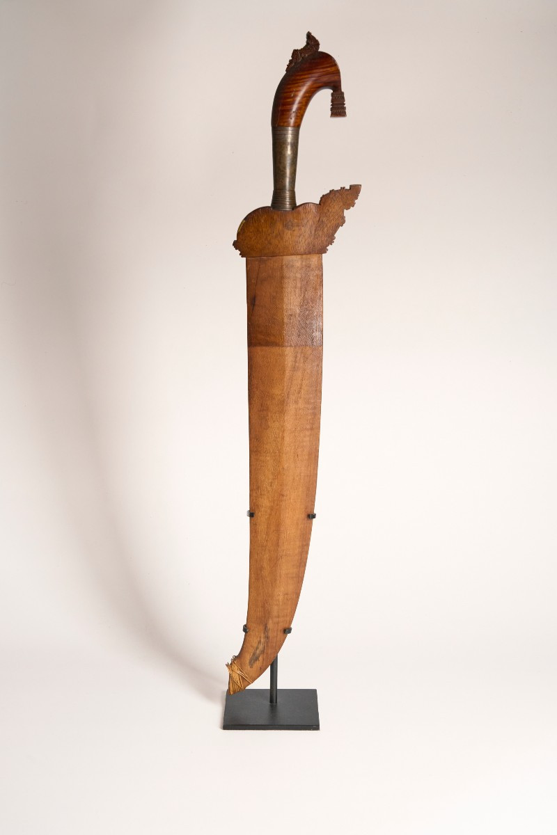 Philippine Barong Sword, Moro Datu Type, With Original Wooden Scabbard. Circa 1900.