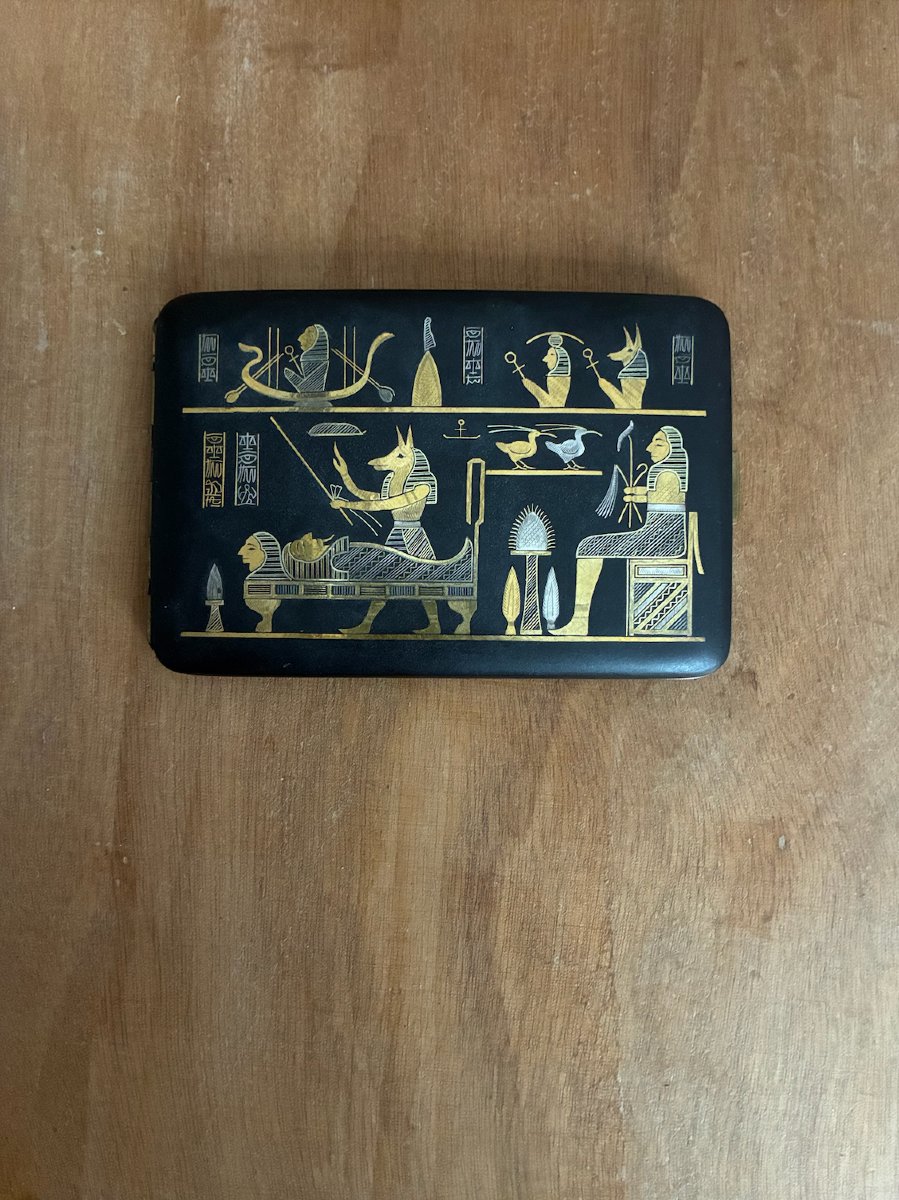 Etui à cigarettes japonais à décor égyptien - début 20ème-photo-2
