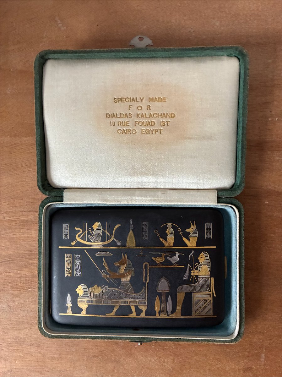 Etui à cigarettes japonais à décor égyptien - début 20ème-photo-3