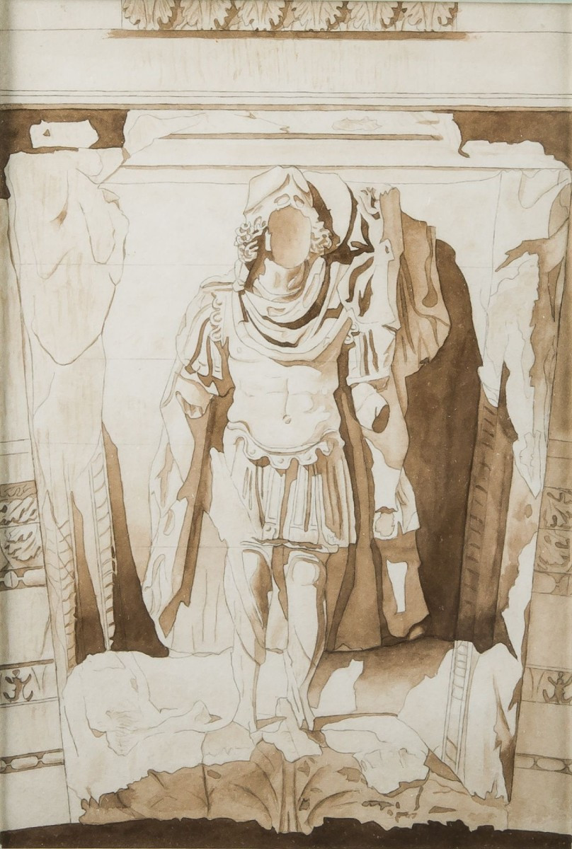 École française, début du XIXe siècle - Relevé d'une sculpture antique
