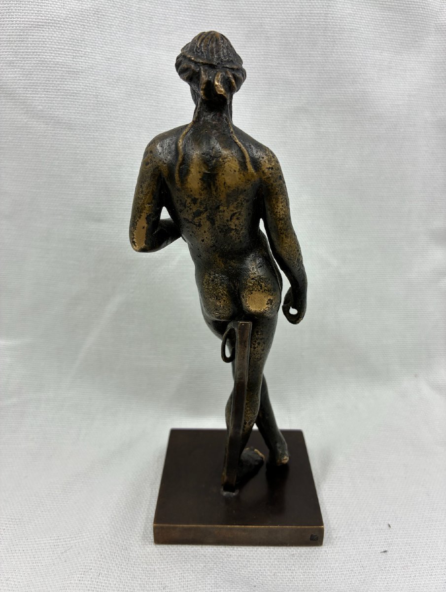 Standing Male Figure With Crossed Legs — Bronze With A Brown Patina, Italy, 16th Century-photo-2