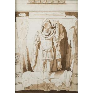 École française, début du XIXe siècle - Relevé d'une sculpture antique