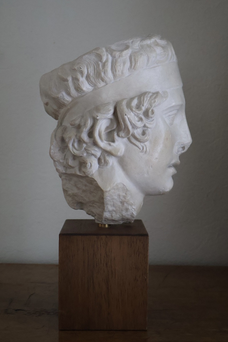 Roman Head In Plaster With Marble Effect, After The Greek Diadumenus-photo-2