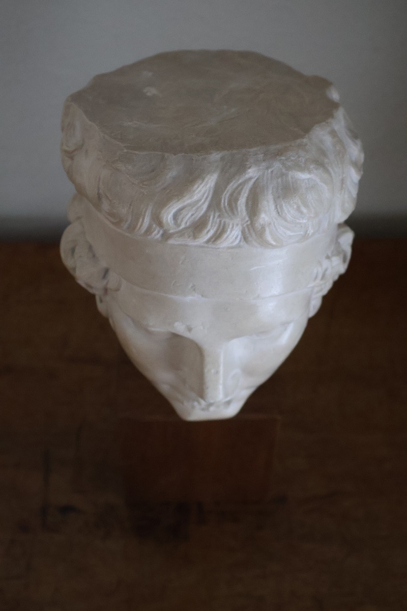Roman Head In Plaster With Marble Effect, After The Greek Diadumenus-photo-4