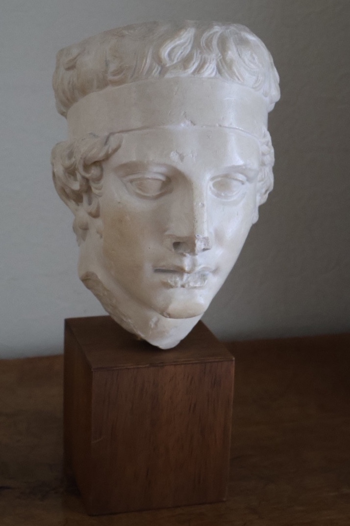 Roman Head In Plaster With Marble Effect, After The Greek Diadumenus