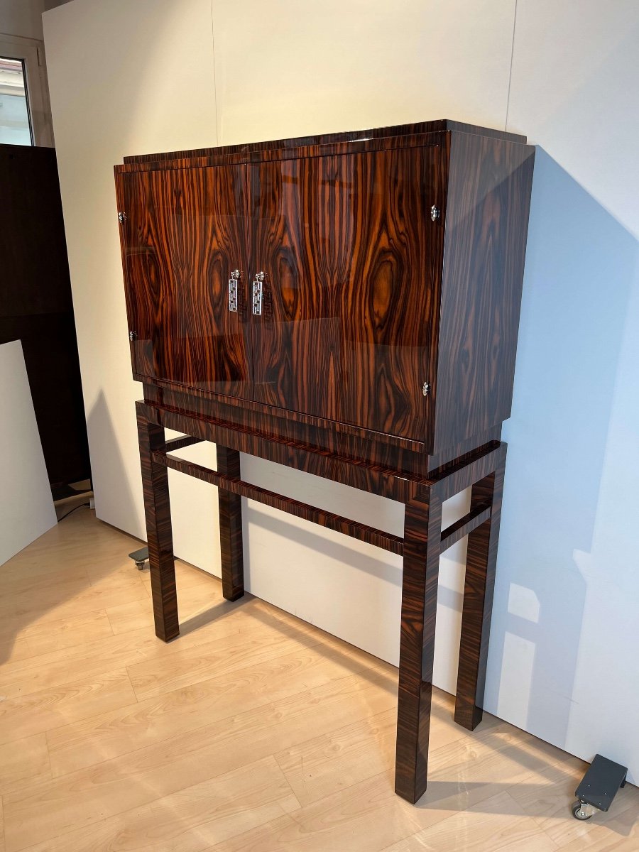 High Art Deco Cabinet, Macassar Veneer, Mahogany, France Circa 1930-photo-3