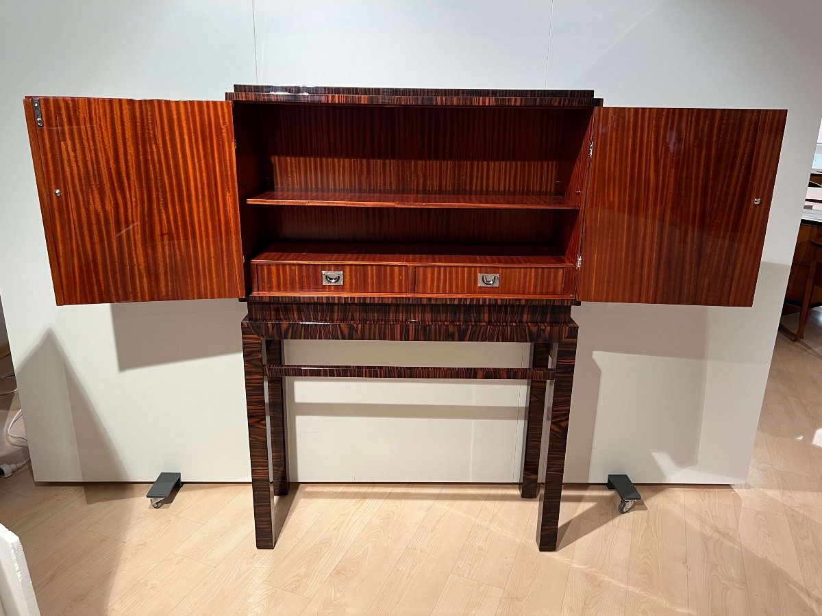 High Art Deco Cabinet, Macassar Veneer, Mahogany, France Circa 1930-photo-4