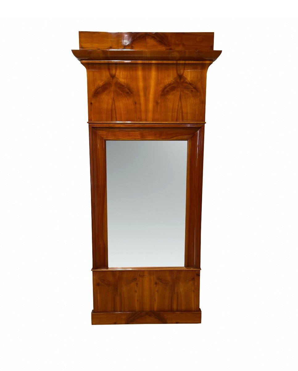 Biedermeier Wall Mirror, Cherry Veneer, South Germany Circa 1830