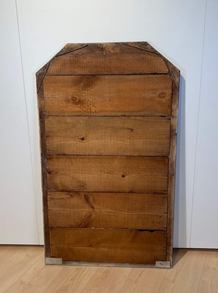 Large Art Deco Wall Mirror, Black Lacquer, Oak, Silver Leaf, France Circa 1930-photo-7