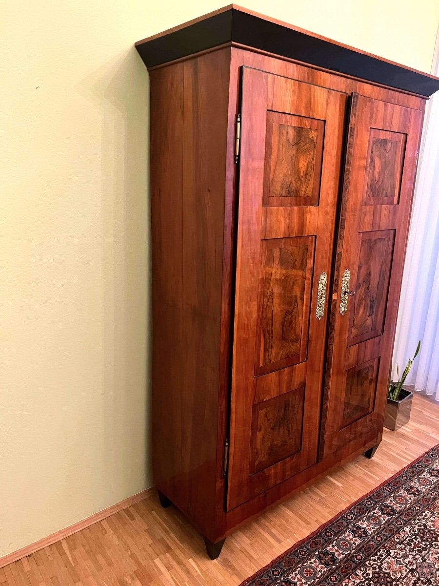 Armoire Biedermeier, Cerisier, Noyer, ébène, Laiton, Allemagne Du Sud Vers 1820-photo-3