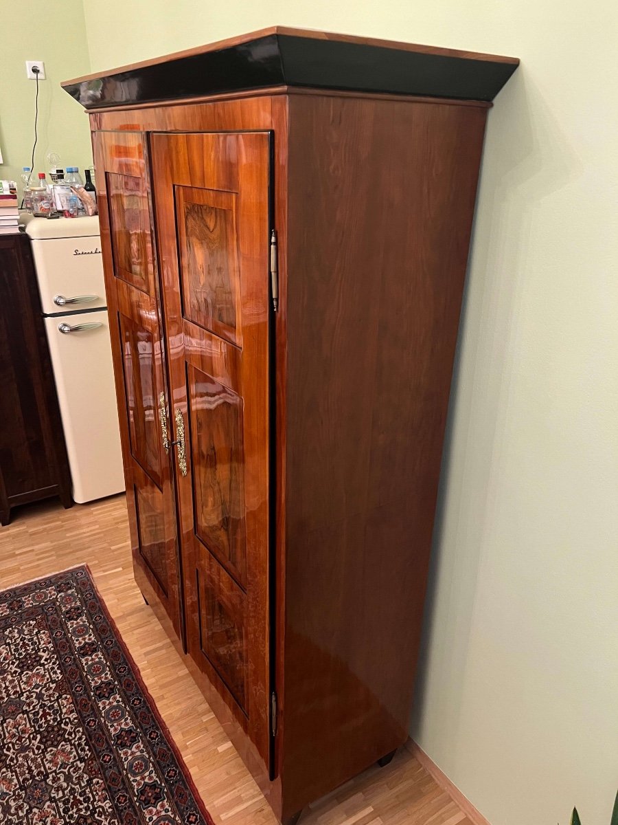 Armoire Biedermeier, Cerisier, Noyer, ébène, Laiton, Allemagne Du Sud Vers 1820-photo-1