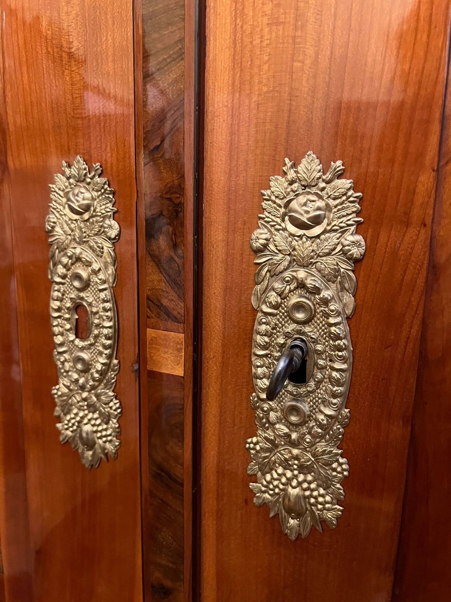 Armoire Biedermeier, Cerisier, Noyer, ébène, Laiton, Allemagne Du Sud Vers 1820-photo-3