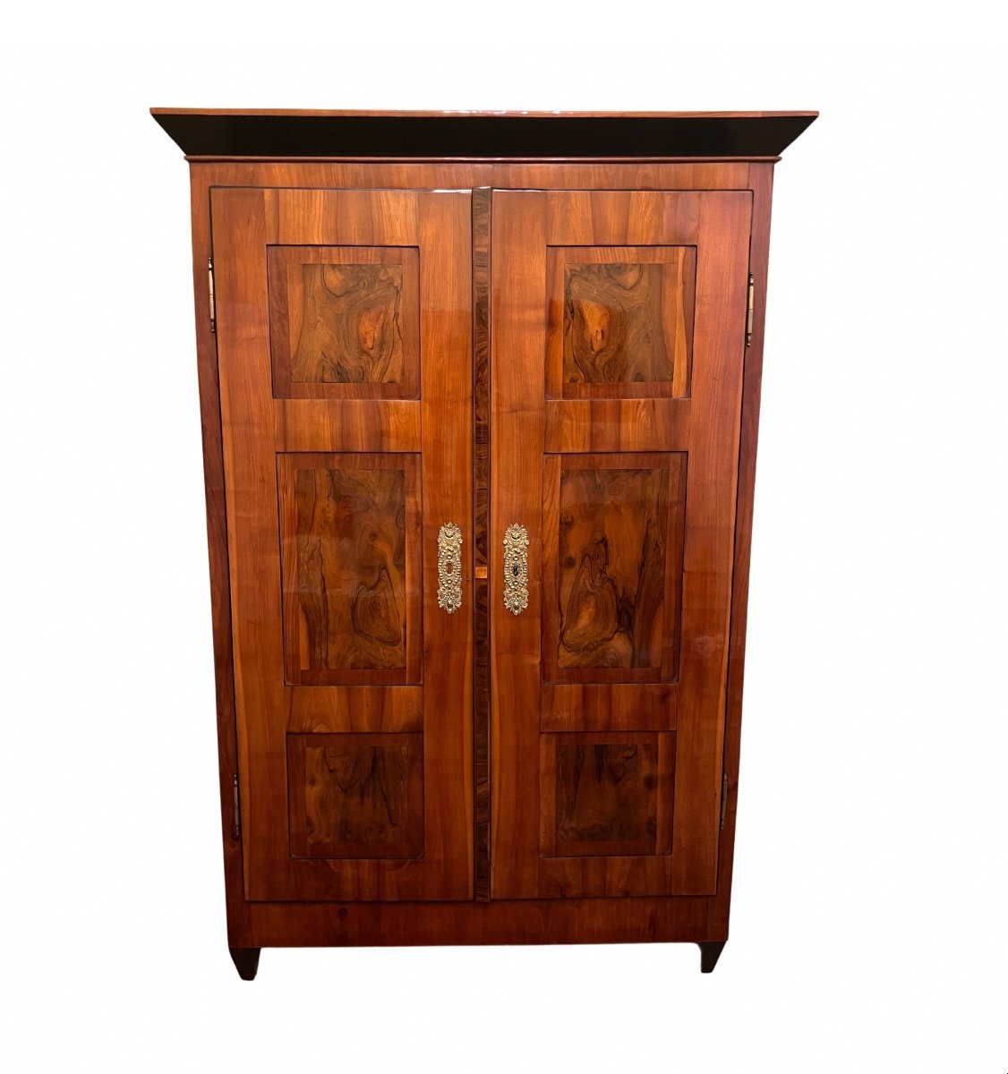 Armoire Biedermeier, Cerisier, Noyer, ébène, Laiton, Allemagne Du Sud Vers 1820