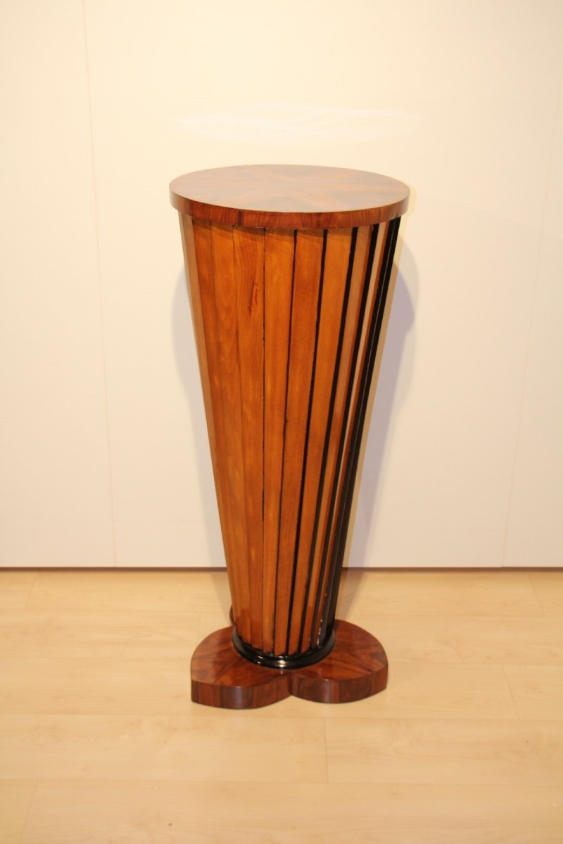 Art Deco Column, Conical And Fan-shaped, Walnut, Beech, Italy Circa 1930-photo-2