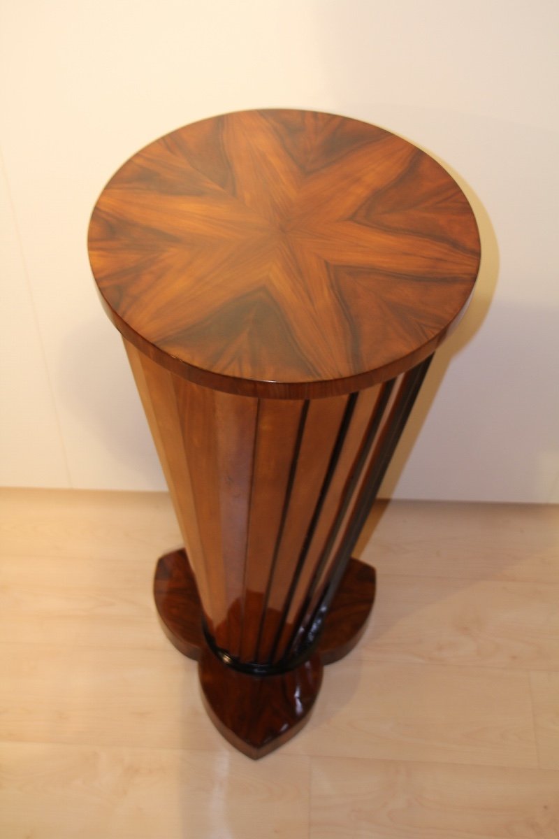 Art Deco Column, Conical And Fan-shaped, Walnut, Beech, Italy Circa 1930-photo-2