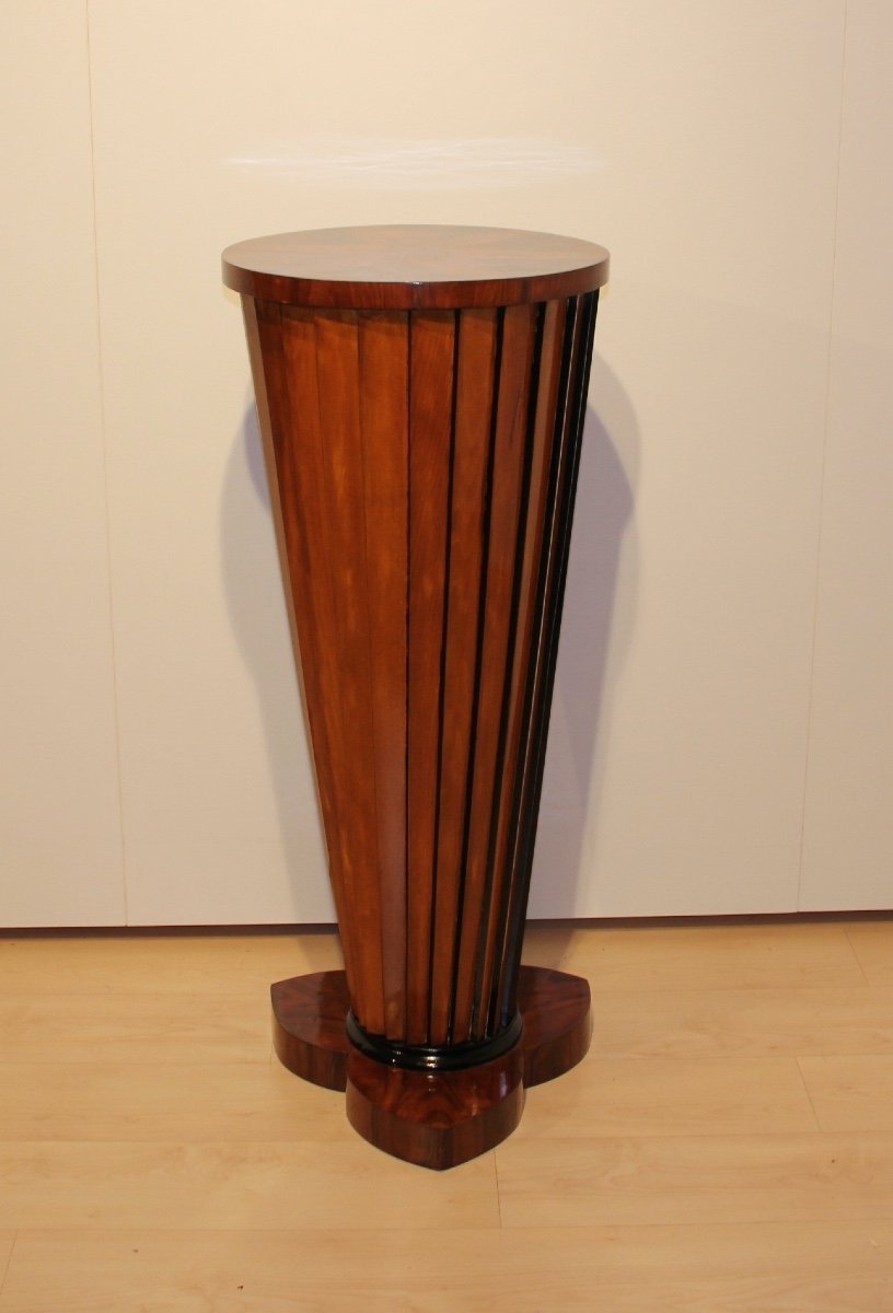 Art Deco Column, Conical And Fan-shaped, Walnut, Beech, Italy Circa 1930-photo-3