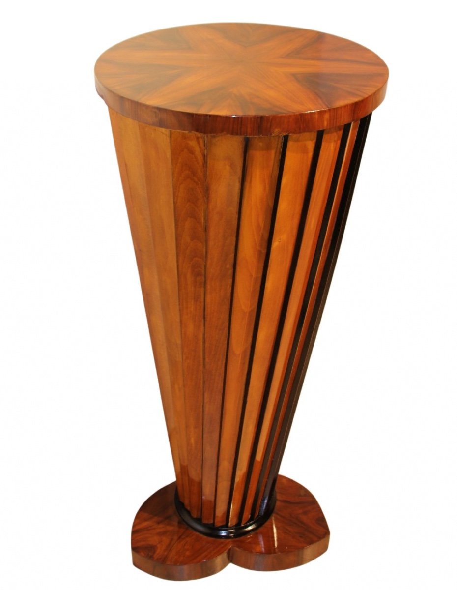 Art Deco Column, Conical And Fan-shaped, Walnut, Beech, Italy Circa 1930