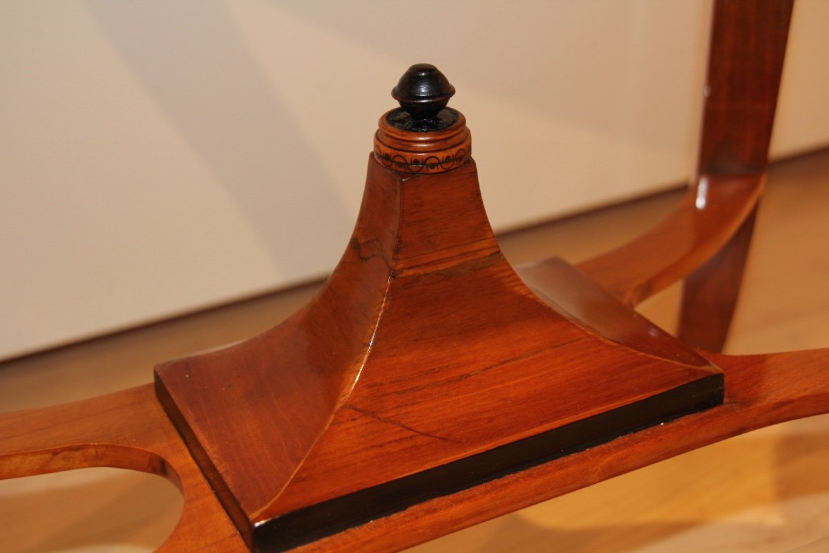 Biedermeier Or Empire Saloon Table, Cherry Veneer, Ebonise, Gold Leaf, Austria Circa 1820-photo-4