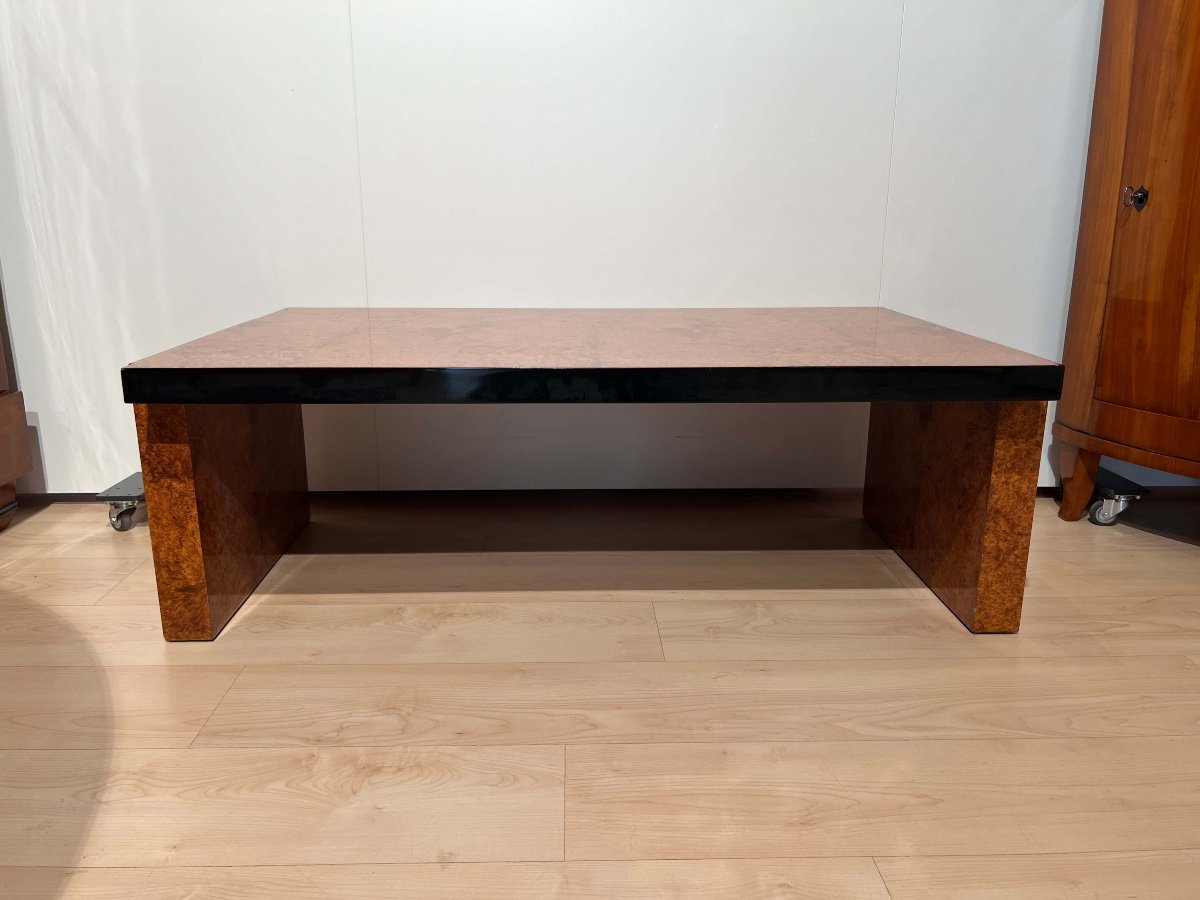 Table De Canapé Art Déco, Placage d'Amboine, France Vers 1930-photo-6