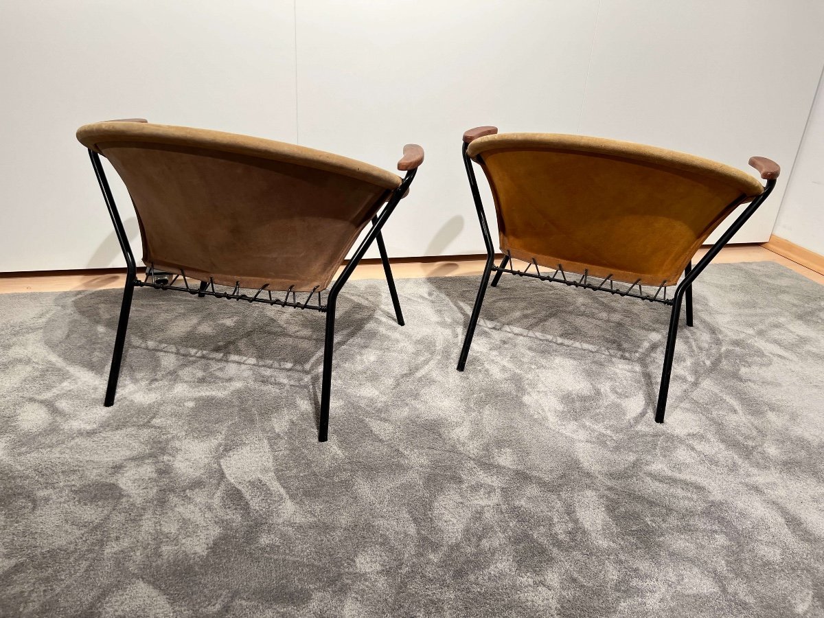 Pair Of ‚balloon’ Lounge Chairs By Hans Olsen, Yellow Suede, Denmark Circa 1960-photo-4
