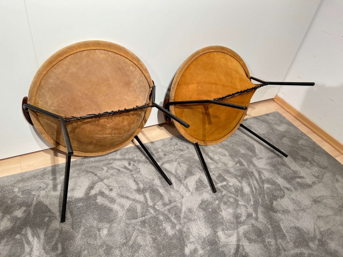 Pair Of ‚balloon’ Lounge Chairs By Hans Olsen, Yellow Suede, Denmark Circa 1960-photo-6