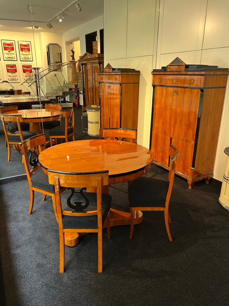 Biedermeier Center Table With Tilt Top, Cherry Veneer, South Germany Circa 1820-photo-3