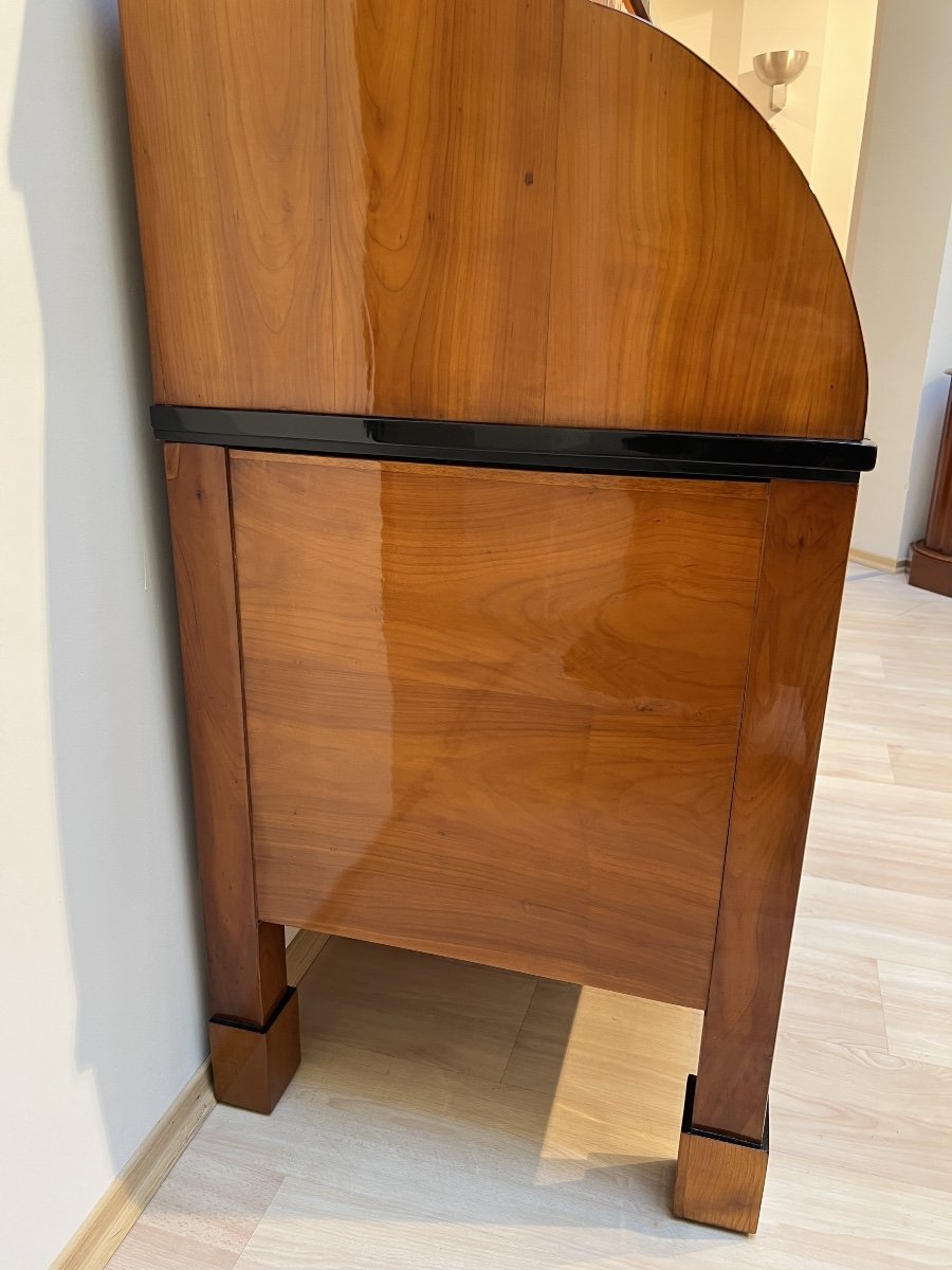 Biedermeier Roll-top Secretaire, Placage De Cerisier, Allemagne Du Sud Vers 1820-photo-5