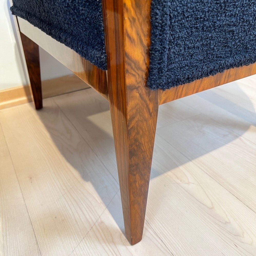 Pair Of Biedermeier Bergere Chairs, Walnut, Black Teddy, Austria Circa 1850-photo-6