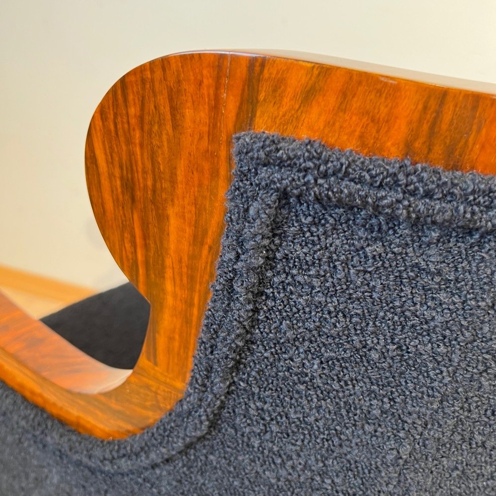 Pair Of Biedermeier Bergere Chairs, Walnut, Black Teddy, Austria Circa 1850-photo-8