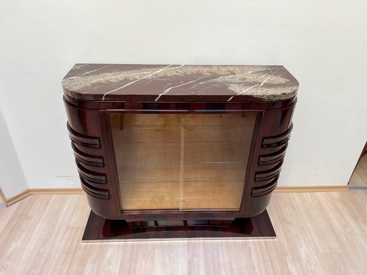 Vitrine Art Déco, Placage De Palissandre, Marbre, France Vers 1930-photo-4