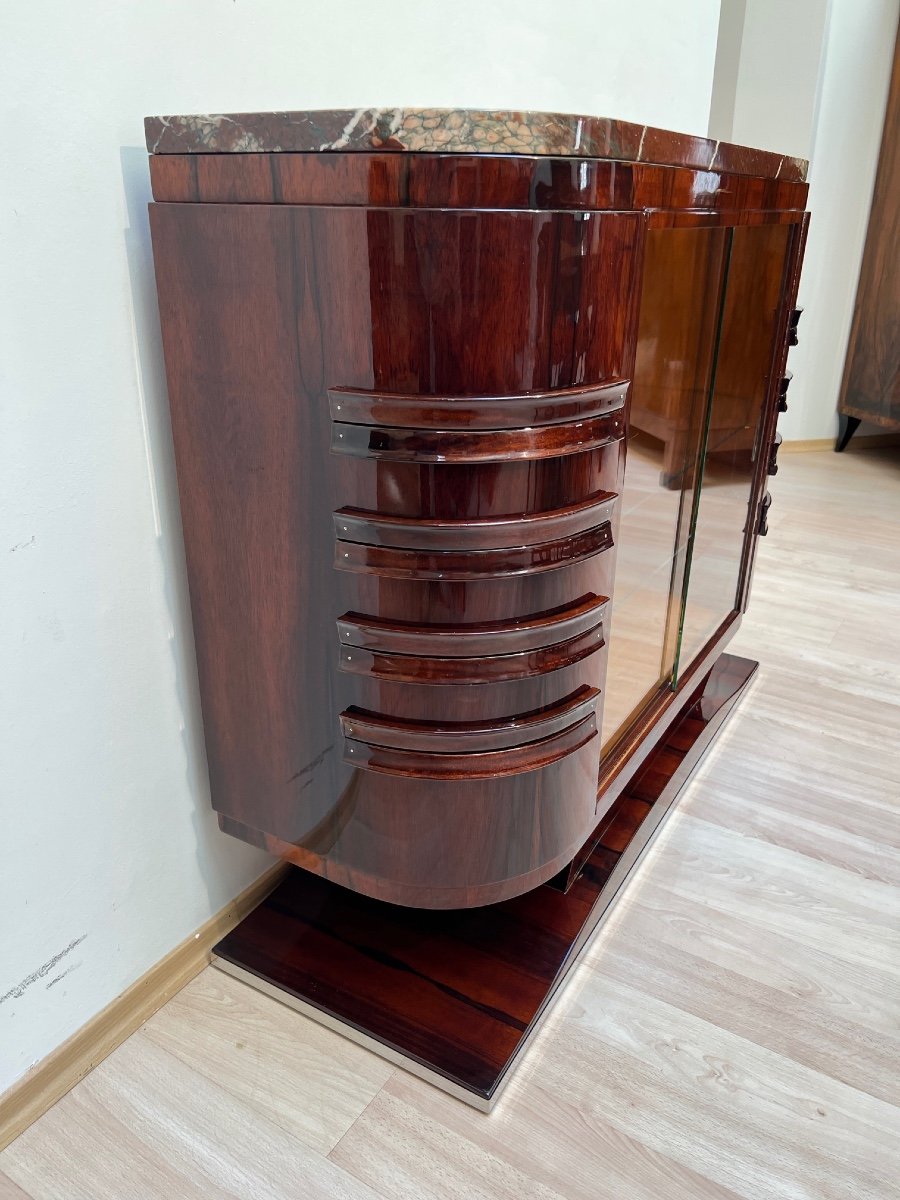 Vitrine Art Déco, Placage De Palissandre, Marbre, France Vers 1930-photo-2