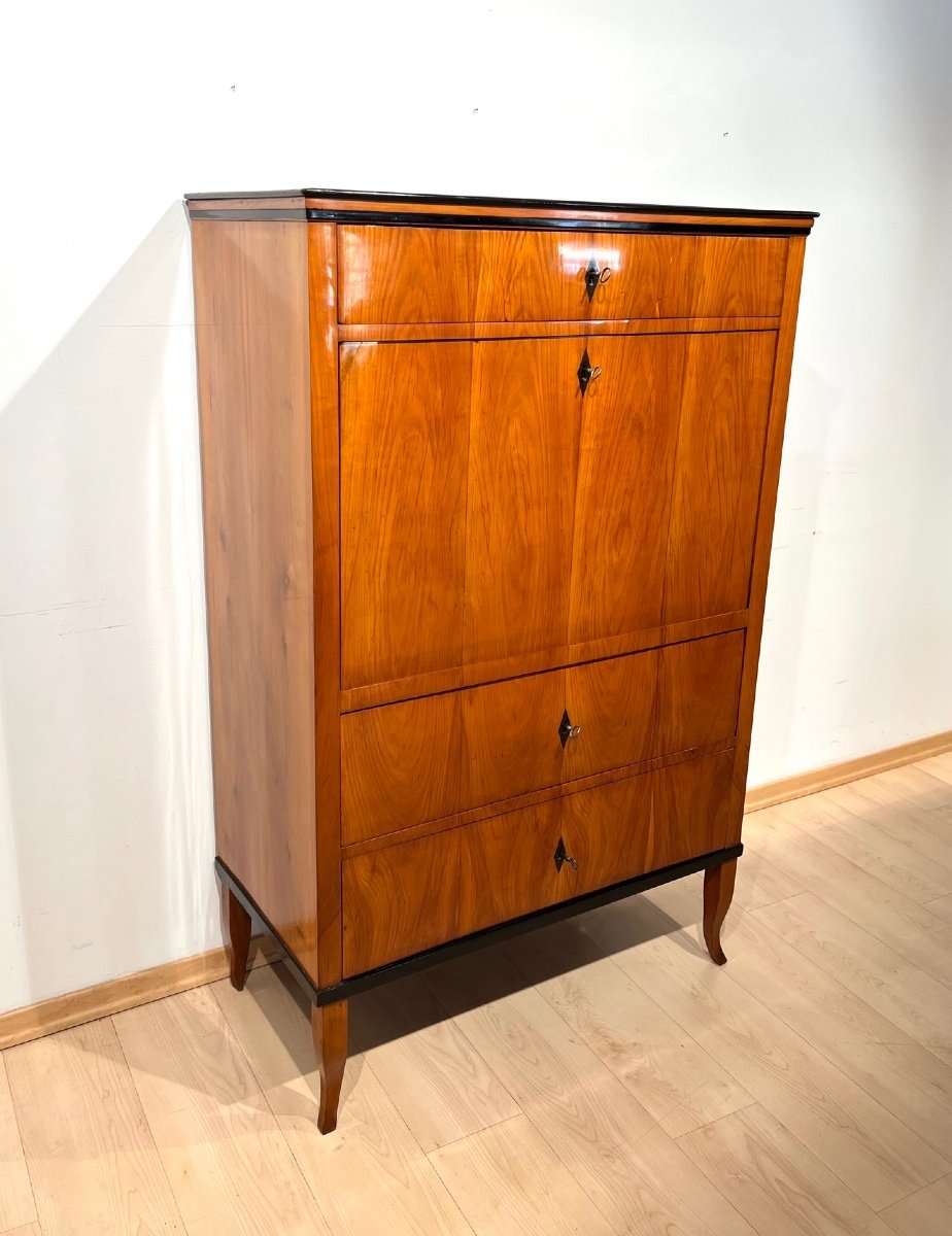 Secrétaire Biedermeier, Placage De Merisier, Acajou, Allemagne Du Sud Vers 1820-photo-4
