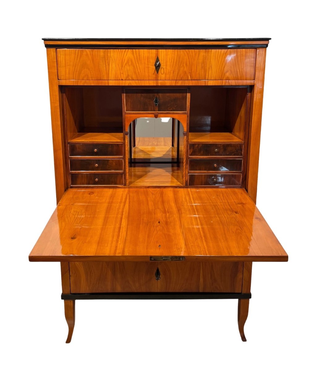 Secrétaire Biedermeier, Placage De Merisier, Acajou, Allemagne Du Sud Vers 1820-photo-3