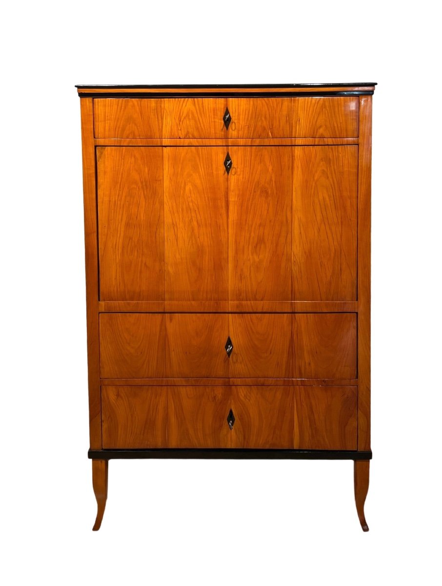 Secrétaire Biedermeier, Placage De Merisier, Acajou, Allemagne Du Sud Vers 1820