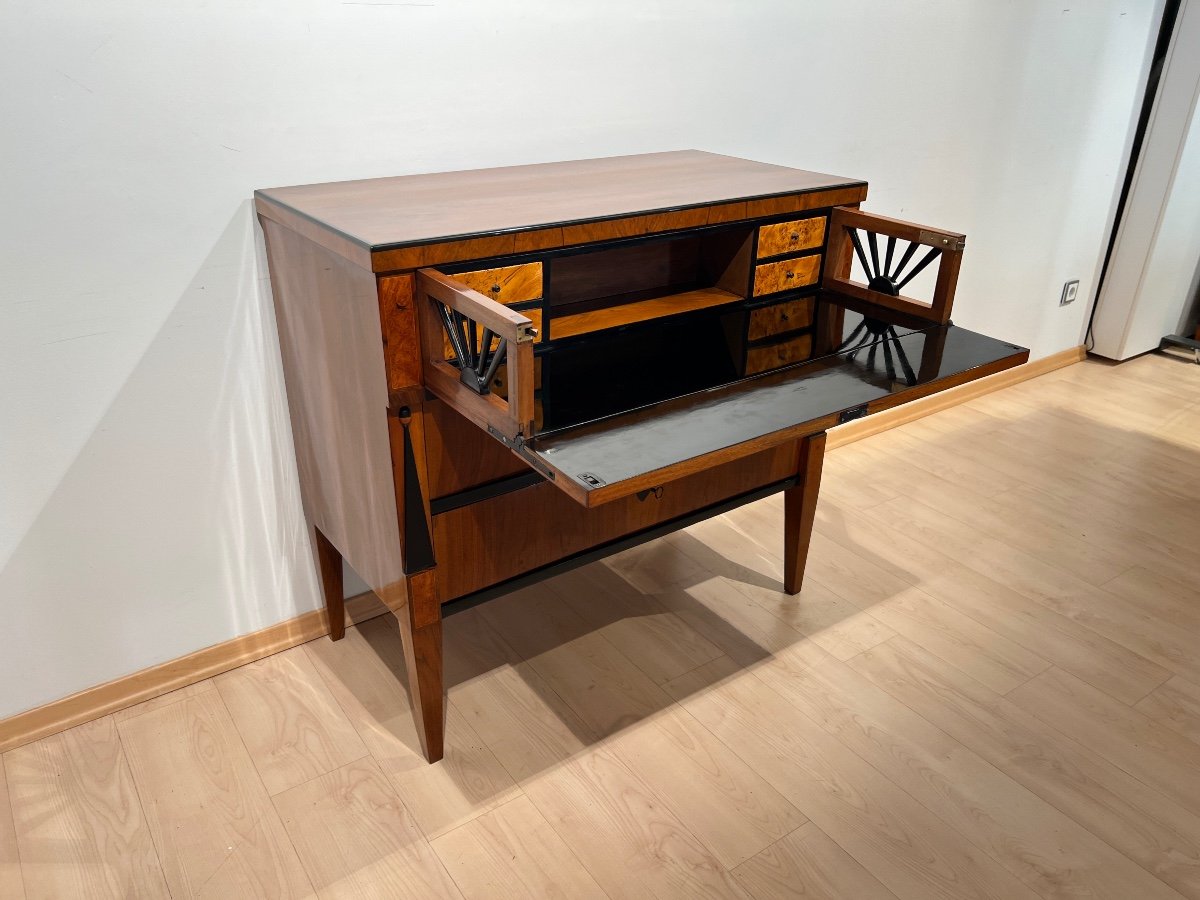 Commode d'écriture Biedermeier, Noyer, Bouleau, Noirci, Sud De l'Allemagne Vers 1825-photo-5