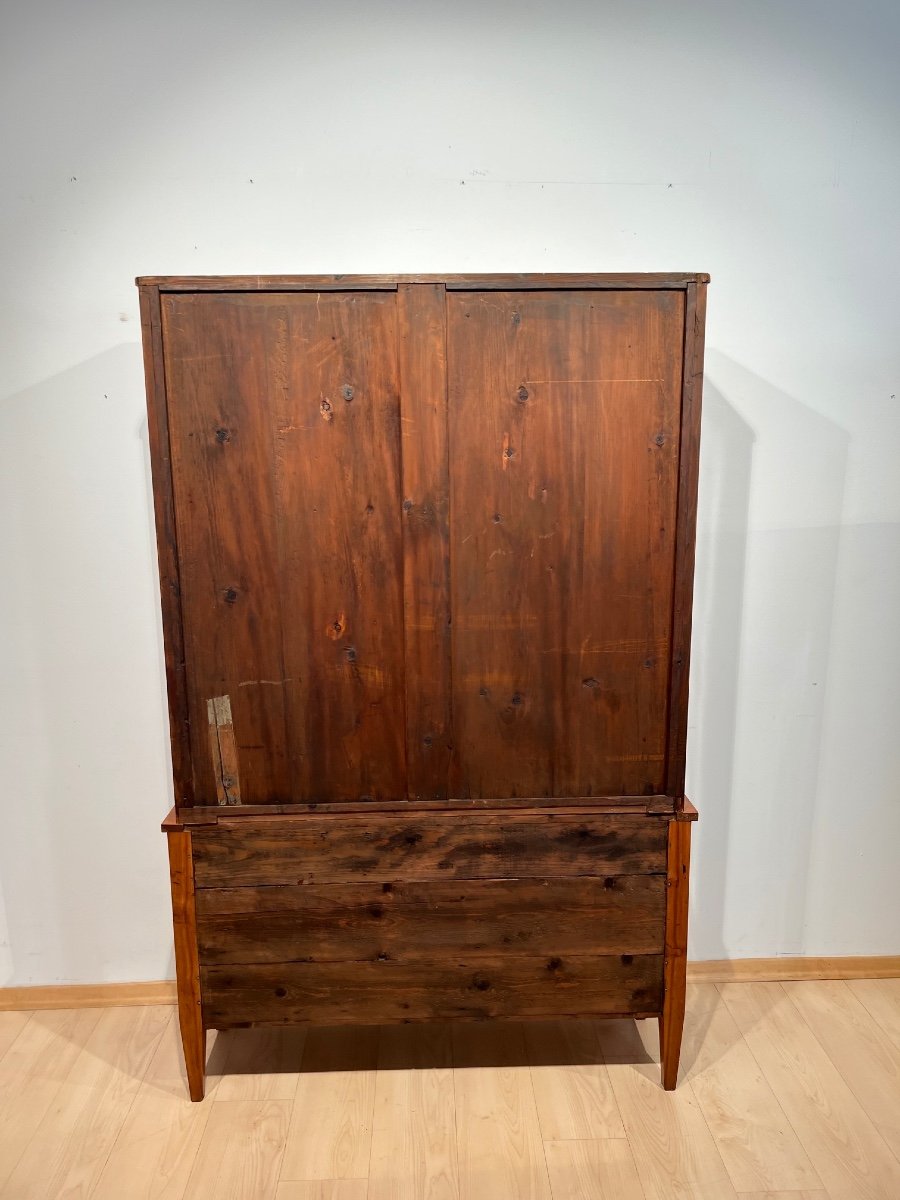 Biedermeier Showcase Or Vitrine, Cherry Veneer, Glass, South Germany Circa 1830-photo-8