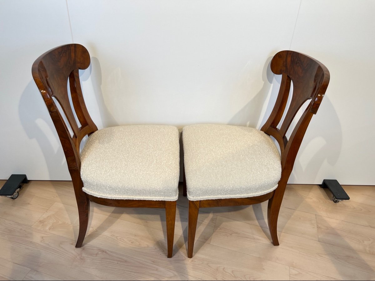 Paire De Chaises Pelle Biedermeier, Noyer, Vienne Vers 1825-photo-4